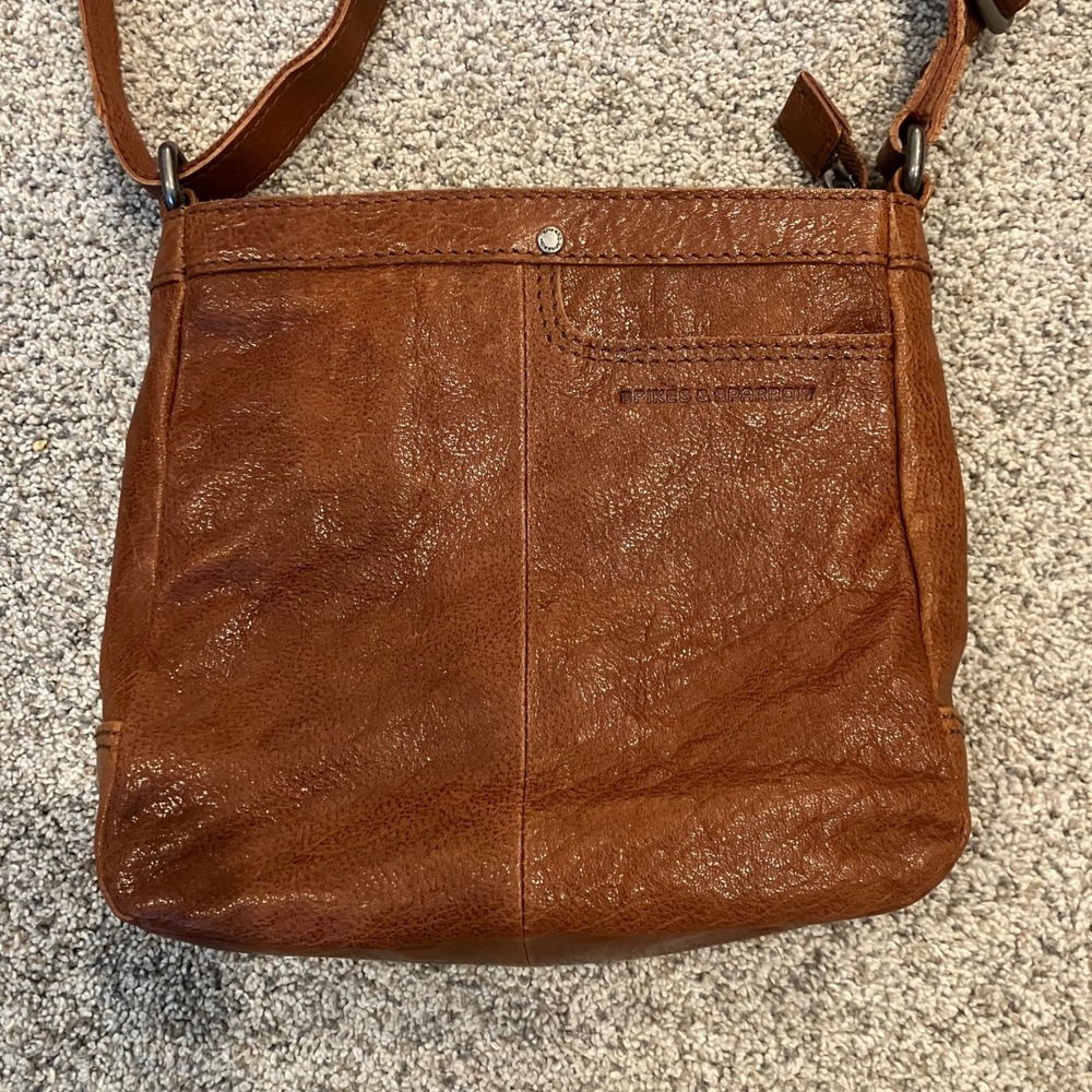 Spikes & Sparrow Brown Leather Crossbody Bag Messenger Small Cognac Distressed